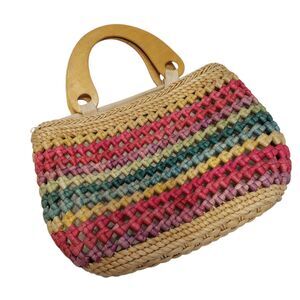 Colorful Woven Satchel / Purse / Woman's Handbag, Approx. 13 x 10 x 5